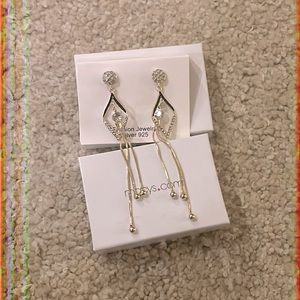 Macys gold plated sterling silver and crystal chandelier earrings